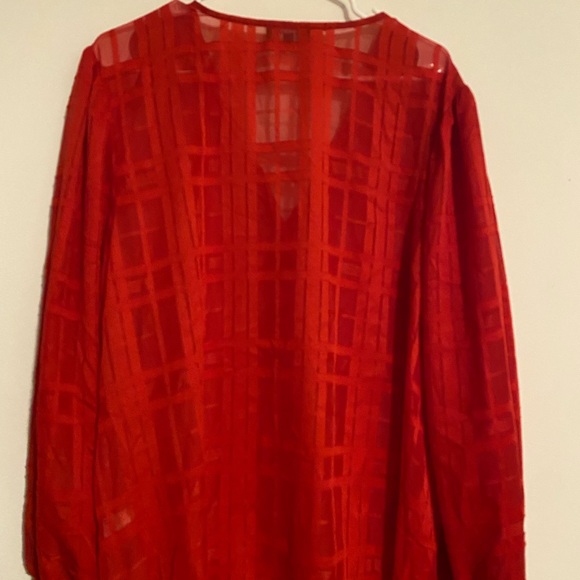 2XL Red Chiffon Blouse - Picture 4 of 6